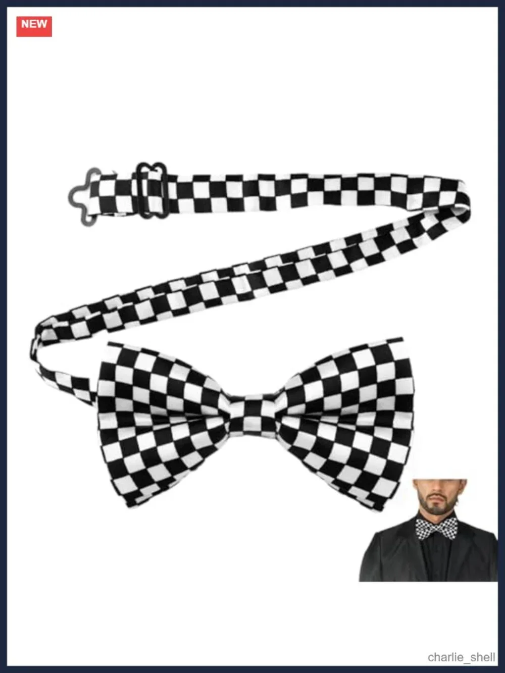 Pre-Tied Checkered Bow Tie for Men Boys Cosplay Halloween Formal